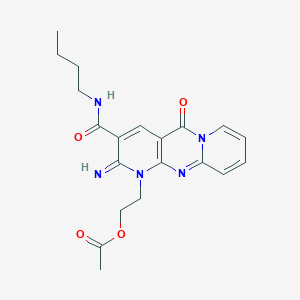 2-[5-(butylcarbamoyl)-6-imino-2-oxo-1,7,9-triazatricyclo[8.4.0.03,8]tetradeca-3(8),4,9,11,13-pentaen-7-yl]ethyl acetate