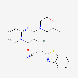 molecular formula C25H23N5O2S B11124409 (2E)-2-(1,3-benzothiazol-2-yl)-3-[2-(2,6-dimethylmorpholin-4-yl)-9-methyl-4-oxo-4H-pyrido[1,2-a]pyrimidin-3-yl]prop-2-enenitrile 