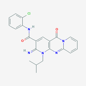 N-(2-chlorophenyl)-6-imino-7-(2-methylpropyl)-2-oxo-1,7,9-triazatricyclo[8.4.0.03,8]tetradeca-3(8),4,9,11,13-pentaene-5-carboxamide