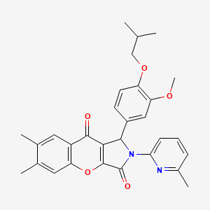 molecular formula C30H30N2O5 B11124454 1-[3-Methoxy-4-(2-methylpropoxy)phenyl]-6,7-dimethyl-2-(6-methylpyridin-2-yl)-1,2-dihydrochromeno[2,3-c]pyrrole-3,9-dione 