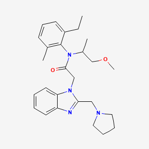 N-(2-ethyl-6-methylphenyl)-N-(1-methoxypropan-2-yl)-2-[2-(pyrrolidin-1-ylmethyl)-1H-benzimidazol-1-yl]acetamide