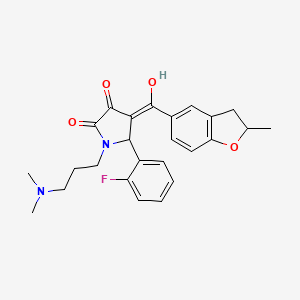 molecular formula C25H27FN2O4 B11124494 1-[3-(dimethylamino)propyl]-5-(2-fluorophenyl)-3-hydroxy-4-[(2-methyl-2,3-dihydro-1-benzofuran-5-yl)carbonyl]-1,5-dihydro-2H-pyrrol-2-one 