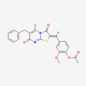 4-[(Z)-(6-benzyl-5-methyl-3,7-dioxo-7H-[1,3]thiazolo[3,2-a]pyrimidin-2(3H)-ylidene)methyl]-2-methoxyphenyl acetate