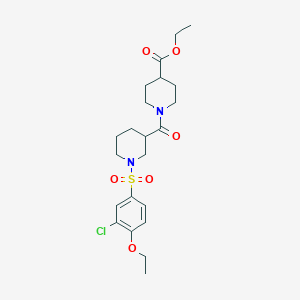 molecular formula C22H31ClN2O6S B11124564 1-[1-(3-Chloro-4-ethoxy-benzenesulfonyl)-piperidine-3-carbonyl]-piperidine-4-carboxylic acid ethyl ester 