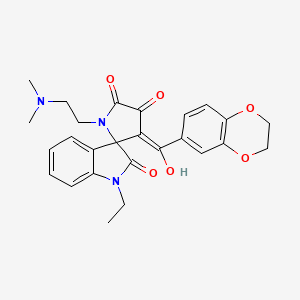 3'-(2,3-Dihydro-1,4-benzodioxine-6-carbonyl)-1'-[2-(dimethylamino)ethyl]-1-ethyl-4'-hydroxy-1,1',2,5'-tetrahydrospiro[indole-3,2'-pyrrole]-2,5'-dione