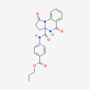 molecular formula C22H21N3O5 B11124588 propyl 4-({[1,5-dioxo-2,3,4,5-tetrahydropyrrolo[1,2-a]quinazolin-3(1H)-yl]carbonyl}amino)benzoate 