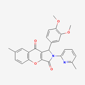 molecular formula C26H22N2O5 B11124589 1-(3,4-Dimethoxyphenyl)-7-methyl-2-(6-methylpyridin-2-yl)-1,2-dihydrochromeno[2,3-c]pyrrole-3,9-dione 