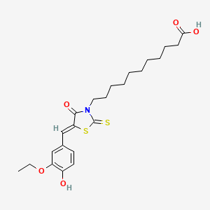 11-[(5Z)-5-(3-ethoxy-4-hydroxybenzylidene)-4-oxo-2-thioxo-1,3-thiazolidin-3-yl]undecanoic acid