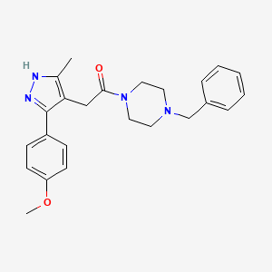 1-(4-benzylpiperazin-1-yl)-2-[5-(4-methoxyphenyl)-3-methyl-1H-pyrazol-4-yl]ethanone