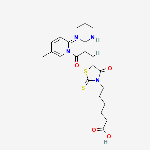 6-(5-{(Z)-1-[2-(isobutylamino)-7-methyl-4-oxo-4H-pyrido[1,2-a]pyrimidin-3-yl]methylidene}-4-oxo-2-thioxo-1,3-thiazolan-3-yl)hexanoic acid