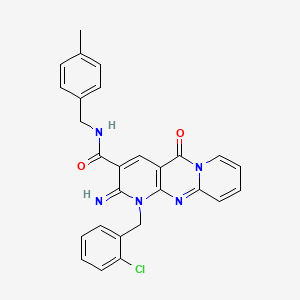 7-[(2-chlorophenyl)methyl]-6-imino-N-[(4-methylphenyl)methyl]-2-oxo-1,7,9-triazatricyclo[8.4.0.0^{3,8}]tetradeca-3(8),4,9,11,13-pentaene-5-carboxamide