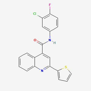 N-(3-chloro-4-fluorophenyl)-2-(thiophen-2-yl)quinoline-4-carboxamide