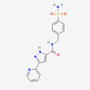 molecular formula C16H15N5O3S B11124809 5-(pyridin-2-yl)-N-(4-sulfamoylbenzyl)-1H-pyrazole-3-carboxamide 