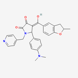 molecular formula C28H27N3O4 B11124838 5-[4-(dimethylamino)phenyl]-3-hydroxy-4-[(2-methyl-2,3-dihydro-1-benzofuran-5-yl)carbonyl]-1-(pyridin-4-ylmethyl)-1,5-dihydro-2H-pyrrol-2-one 