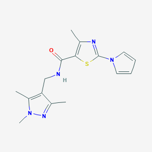 molecular formula C16H19N5OS B11124845 4-methyl-2-(1H-pyrrol-1-yl)-N-[(1,3,5-trimethyl-1H-pyrazol-4-yl)methyl]-1,3-thiazole-5-carboxamide 