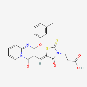 3-[(5Z)-5-{[2-(3-methylphenoxy)-4-oxo-4H-pyrido[1,2-a]pyrimidin-3-yl]methylidene}-4-oxo-2-thioxo-1,3-thiazolidin-3-yl]propanoic acid