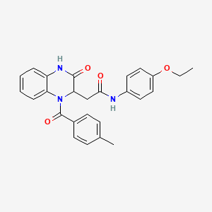 molecular formula C26H25N3O4 B11124850 N-(4-ethoxyphenyl)-2-{1-[(4-methylphenyl)carbonyl]-3-oxo-1,2,3,4-tetrahydroquinoxalin-2-yl}acetamide 