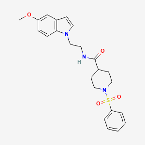 molecular formula C23H27N3O4S B11124881 N-[2-(5-methoxy-1H-indol-1-yl)ethyl]-1-(phenylsulfonyl)-4-piperidinecarboxamide 