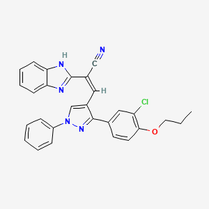 (2Z)-2-(1H-benzimidazol-2-yl)-3-[3-(3-chloro-4-propoxyphenyl)-1-phenyl-1H-pyrazol-4-yl]prop-2-enenitrile