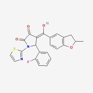 (4Z)-5-(2-fluorophenyl)-4-[hydroxy-(2-methyl-2,3-dihydro-1-benzofuran-5-yl)methylidene]-1-(1,3-thiazol-2-yl)pyrrolidine-2,3-dione