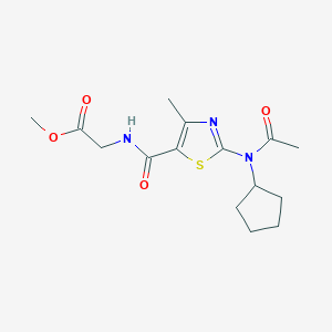 molecular formula C15H21N3O4S B11124964 Methyl 2-[({2-[acetyl(cyclopentyl)amino]-4-methyl-1,3-thiazol-5-yl}carbonyl)amino]acetate 