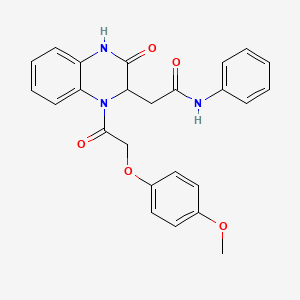 2-{1-[2-(4-methoxyphenoxy)acetyl]-3-oxo-1,2,3,4-tetrahydroquinoxalin-2-yl}-N-phenylacetamide