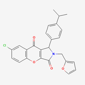 molecular formula C25H20ClNO4 B11125037 7-Chloro-2-(furan-2-ylmethyl)-1-[4-(propan-2-yl)phenyl]-1,2-dihydrochromeno[2,3-c]pyrrole-3,9-dione 