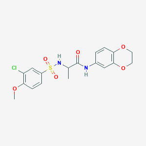 2-(3-Chloro-4-methoxybenzenesulfonamido)-N-(2,3-dihydro-1,4-benzodioxin-6-YL)propanamide