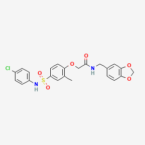 molecular formula C23H21ClN2O6S B11125067 N-(1,3-benzodioxol-5-ylmethyl)-2-{4-[(4-chlorophenyl)sulfamoyl]-2-methylphenoxy}acetamide 