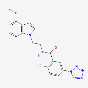 molecular formula C19H17ClN6O2 B11125122 2-chloro-N-[2-(4-methoxy-1H-indol-1-yl)ethyl]-5-(1H-1,2,3,4-tetraazol-1-yl)benzamide 