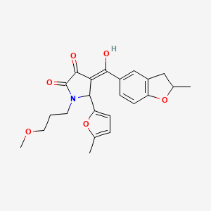 molecular formula C23H25NO6 B11125160 3-hydroxy-1-(3-methoxypropyl)-4-[(2-methyl-2,3-dihydro-1-benzofuran-5-yl)carbonyl]-5-(5-methylfuran-2-yl)-1,5-dihydro-2H-pyrrol-2-one 