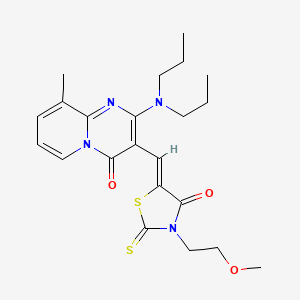 molecular formula C22H28N4O3S2 B11125188 2-(dipropylamino)-3-{(Z)-[3-(2-methoxyethyl)-4-oxo-2-thioxo-1,3-thiazolidin-5-ylidene]methyl}-9-methyl-4H-pyrido[1,2-a]pyrimidin-4-one 