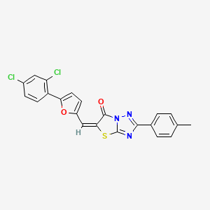 (5E)-5-{[5-(2,4-dichlorophenyl)furan-2-yl]methylidene}-2-(4-methylphenyl)[1,3]thiazolo[3,2-b][1,2,4]triazol-6(5H)-one