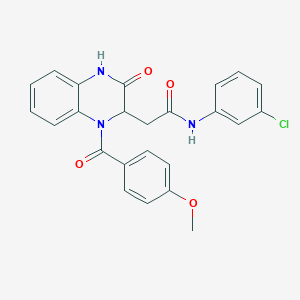 N-(3-chlorophenyl)-2-{1-[(4-methoxyphenyl)carbonyl]-3-oxo-1,2,3,4-tetrahydroquinoxalin-2-yl}acetamide