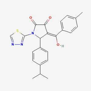 molecular formula C23H21N3O3S B11125232 3-hydroxy-4-(4-methylbenzoyl)-5-[4-(propan-2-yl)phenyl]-1-(1,3,4-thiadiazol-2-yl)-2,5-dihydro-1H-pyrrol-2-one 