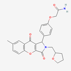 molecular formula C25H24N2O6 B11125254 2-{4-[7-Methyl-3,9-dioxo-2-(tetrahydrofuran-2-ylmethyl)-1,2,3,9-tetrahydrochromeno[2,3-c]pyrrol-1-yl]phenoxy}acetamide 