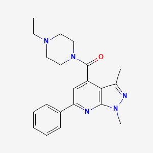 molecular formula C21H25N5O B11125256 (1,3-dimethyl-6-phenyl-1H-pyrazolo[3,4-b]pyridin-4-yl)(4-ethylpiperazino)methanone 