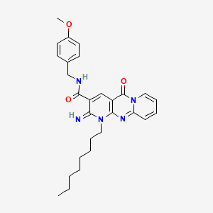 6-imino-N-[(4-methoxyphenyl)methyl]-7-octyl-2-oxo-1,7,9-triazatricyclo[8.4.0.03,8]tetradeca-3(8),4,9,11,13-pentaene-5-carboxamide