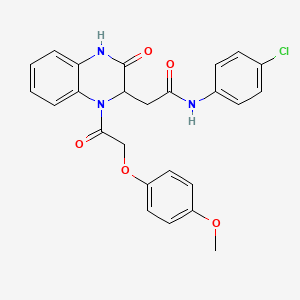 molecular formula C25H22ClN3O5 B11125306 N-(4-chlorophenyl)-2-{1-[2-(4-methoxyphenoxy)acetyl]-3-oxo-1,2,3,4-tetrahydroquinoxalin-2-yl}acetamide 