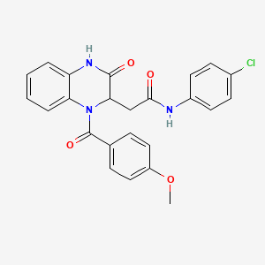 molecular formula C24H20ClN3O4 B11125343 N-(4-chlorophenyl)-2-{1-[(4-methoxyphenyl)carbonyl]-3-oxo-1,2,3,4-tetrahydroquinoxalin-2-yl}acetamide 