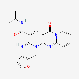 7-(furan-2-ylmethyl)-6-imino-2-oxo-N-propan-2-yl-1,7,9-triazatricyclo[8.4.0.03,8]tetradeca-3(8),4,9,11,13-pentaene-5-carboxamide