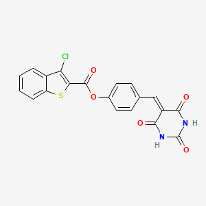 molecular formula C20H11ClN2O5S B11125375 4-[(2,4,6-trioxotetrahydropyrimidin-5(2H)-ylidene)methyl]phenyl 3-chloro-1-benzothiophene-2-carboxylate 