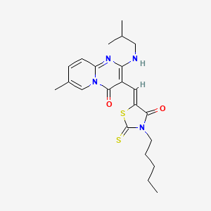 molecular formula C22H28N4O2S2 B11125399 7-methyl-2-[(2-methylpropyl)amino]-3-[(Z)-(4-oxo-3-pentyl-2-thioxo-1,3-thiazolidin-5-ylidene)methyl]-4H-pyrido[1,2-a]pyrimidin-4-one 