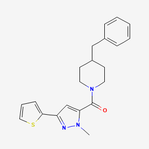 molecular formula C21H23N3OS B11125405 (4-benzylpiperidino)[1-methyl-3-(2-thienyl)-1H-pyrazol-5-yl]methanone 