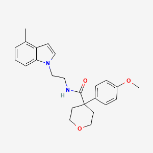 molecular formula C24H28N2O3 B11125413 4-(4-methoxyphenyl)-N-[2-(4-methyl-1H-indol-1-yl)ethyl]tetrahydro-2H-pyran-4-carboxamide 