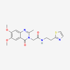 molecular formula C18H20N4O4S B11125456 2-(6,7-dimethoxy-2-methyl-4-oxoquinazolin-3(4H)-yl)-N-[2-(1,3-thiazol-2-yl)ethyl]acetamide 