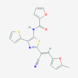 N-{2-[(E)-1-cyano-2-(5-methylfuran-2-yl)ethenyl]-4-(thiophen-2-yl)-1,3-thiazol-5-yl}furan-2-carboxamide