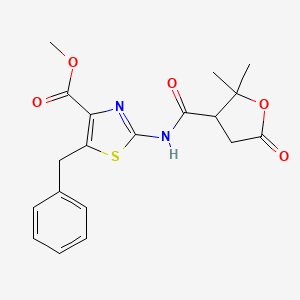 molecular formula C19H20N2O5S B11125482 Methyl 5-benzyl-2-{[(2,2-dimethyl-5-oxotetrahydro-3-furanyl)carbonyl]amino}-1,3-thiazole-4-carboxylate 