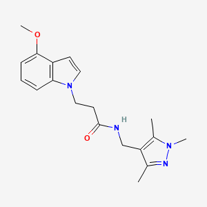 3-(4-methoxy-1H-indol-1-yl)-N-[(1,3,5-trimethyl-1H-pyrazol-4-yl)methyl]propanamide