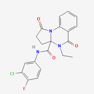 molecular formula C20H17ClFN3O3 B11125494 N-(3-chloro-4-fluorophenyl)-4-ethyl-1,5-dioxo-2,3,4,5-tetrahydropyrrolo[1,2-a]quinazoline-3a(1H)-carboxamide 